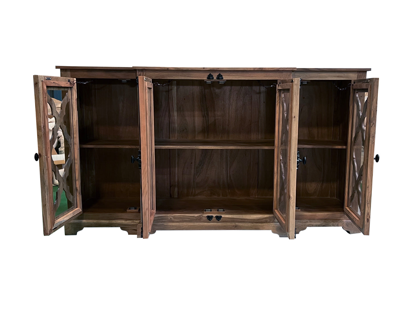 Charlene 72" Acacia 4 Door Breakfront Sideboard - Natural + Smoke