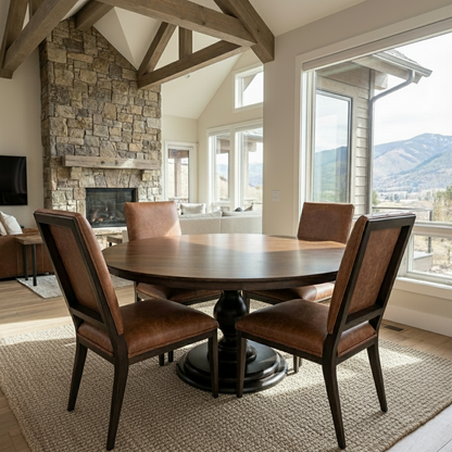 Clancy 53" Acacia Round Pedestal Dining Table - Natural + Gray