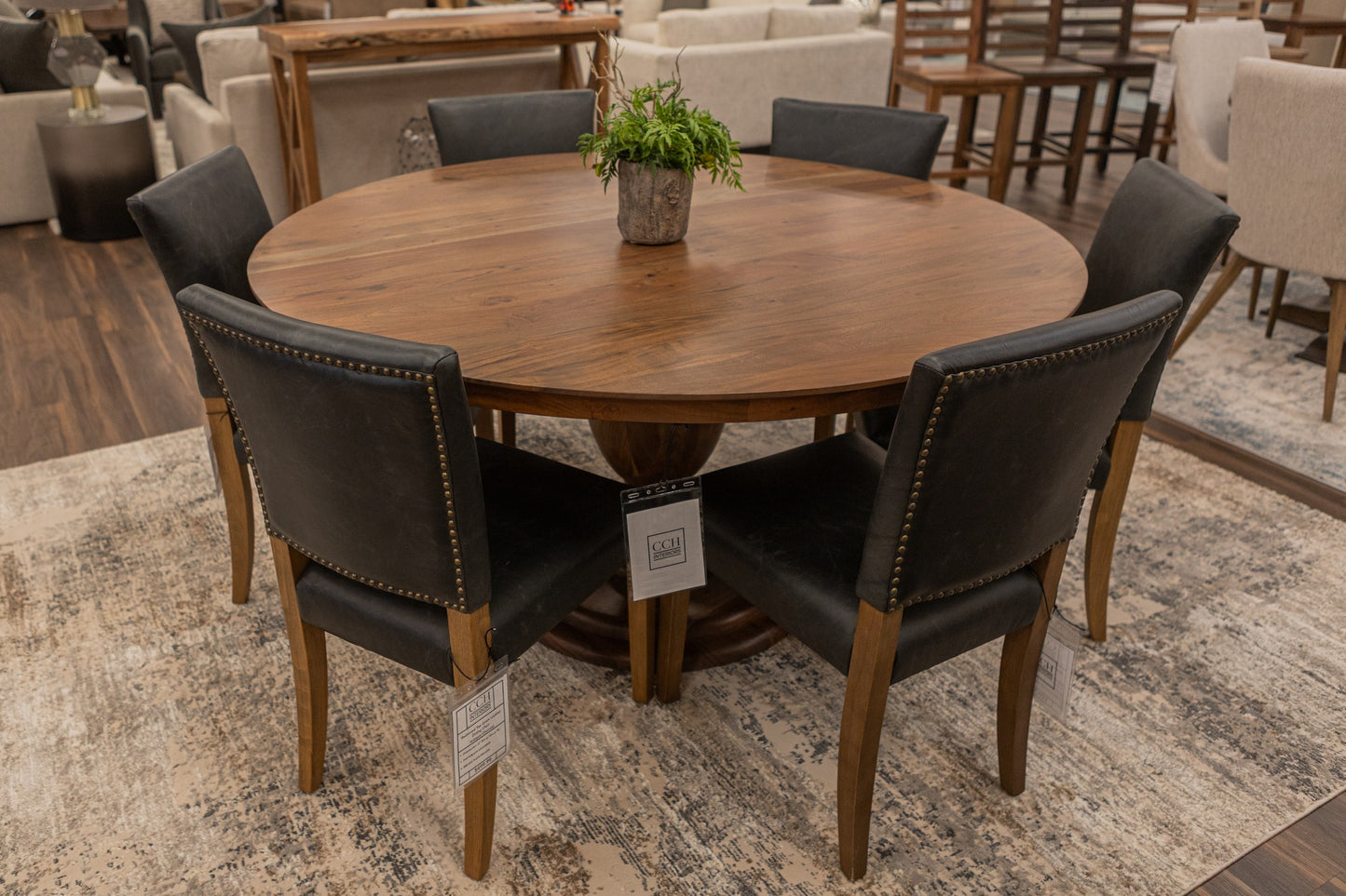 Clancy 60" Acacia Round Pedestal Dining Table - Natural + Gray