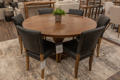 Clancy 60" Acacia Round Pedestal Dining Table - Natural + Gray