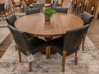 Clancy 60" Acacia Round Pedestal Dining Table - Natural + Gray