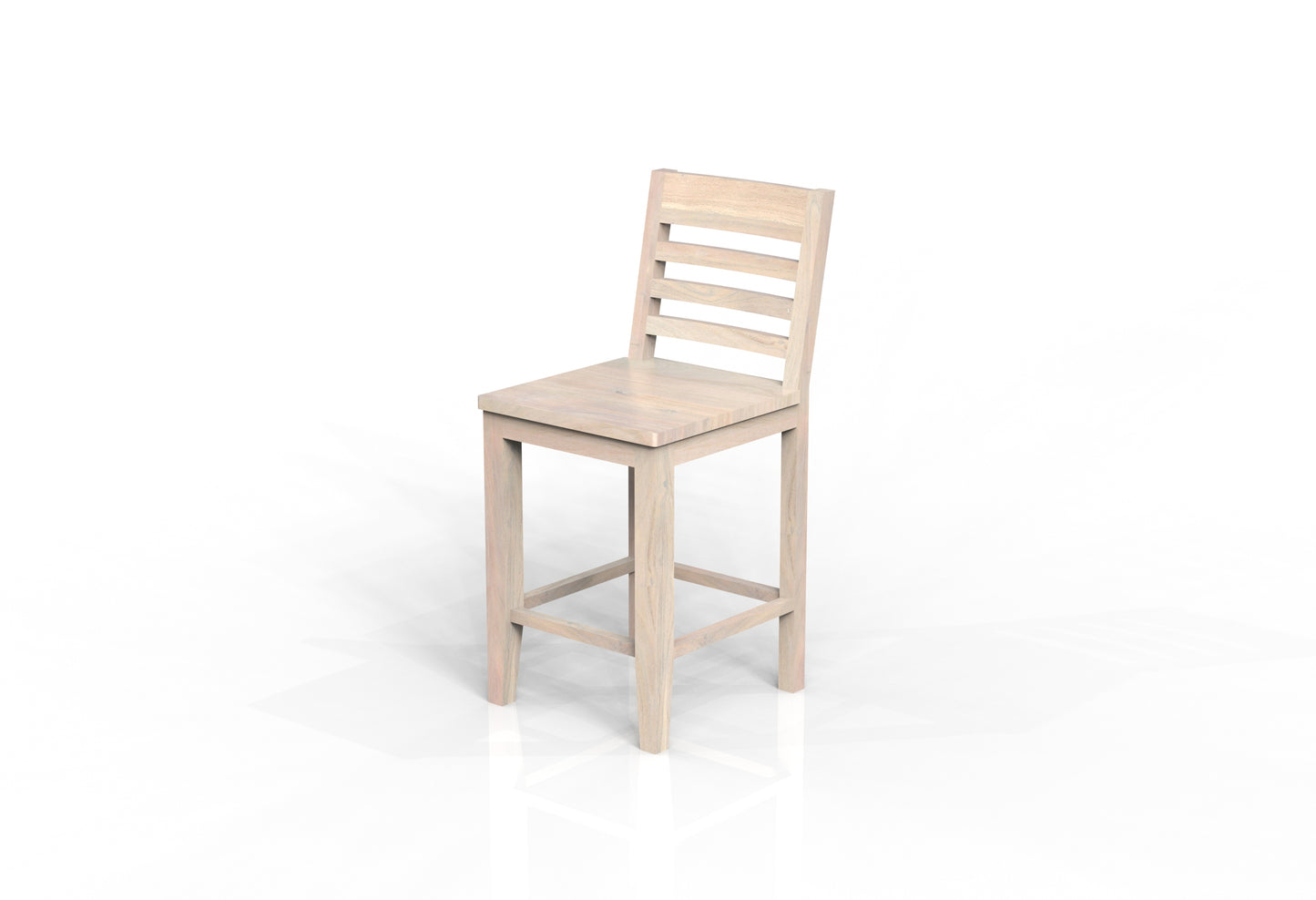 Malcolm Acacia Ladderback Counter Stool - New White Wash