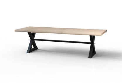 Malcolm Acacia 108' Live Edge Dining Table - New White Wash