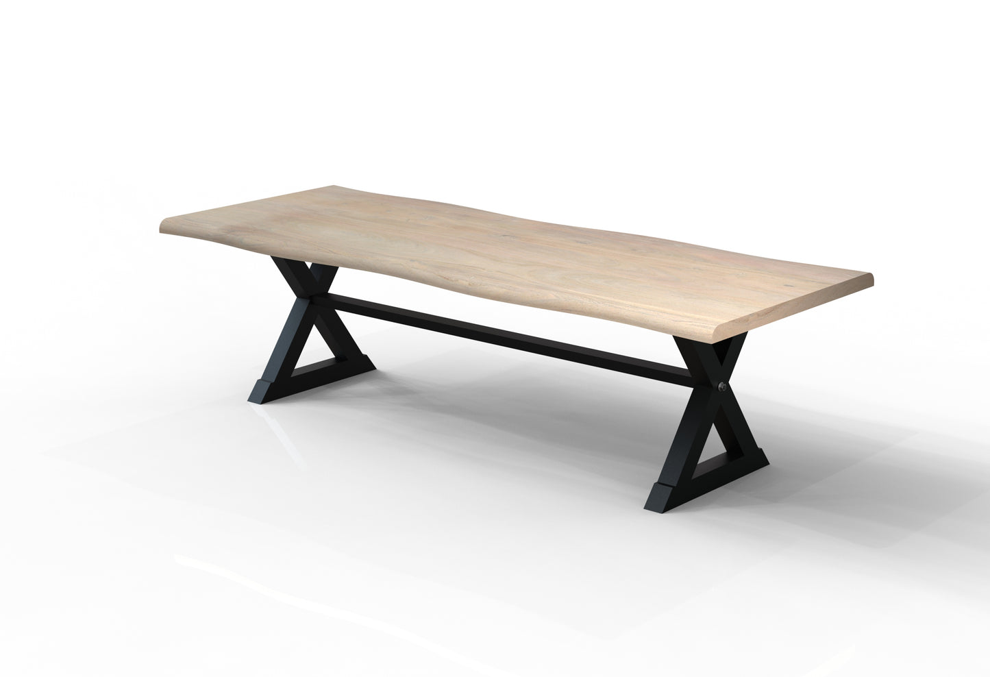 Malcolm Acacia 108' Live Edge Dining Table - New White Wash
