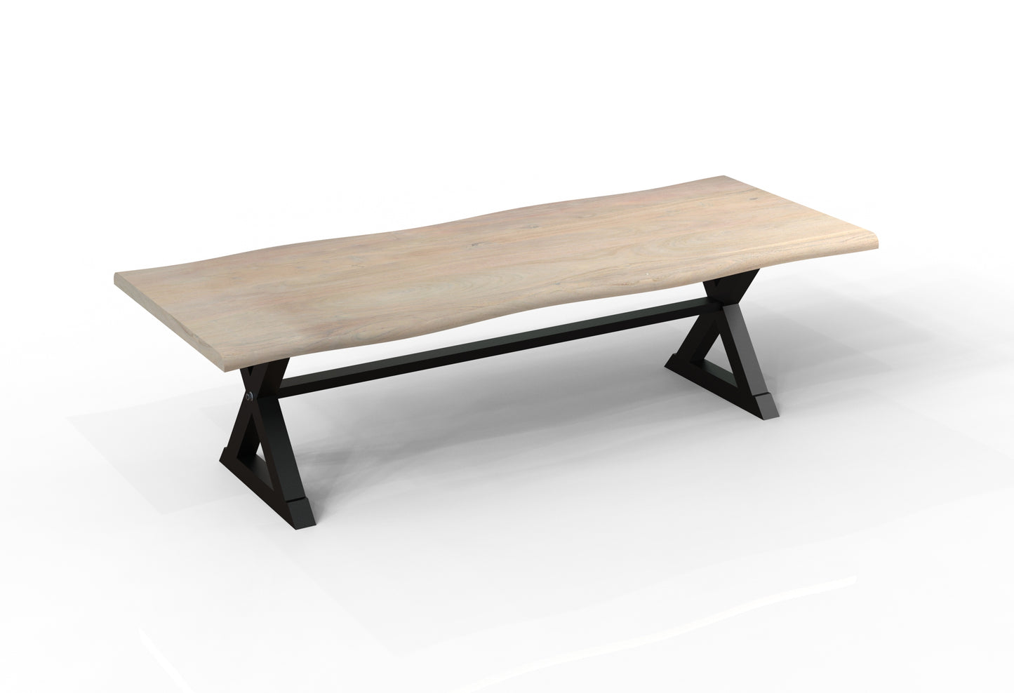 Malcolm Acacia 108' Live Edge Dining Table - New White Wash