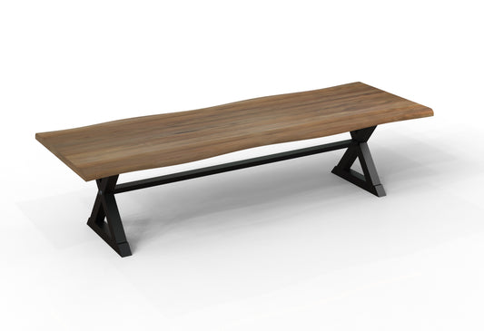 Malcolm Acacia 120″ Live Edge Dining Table — Gray