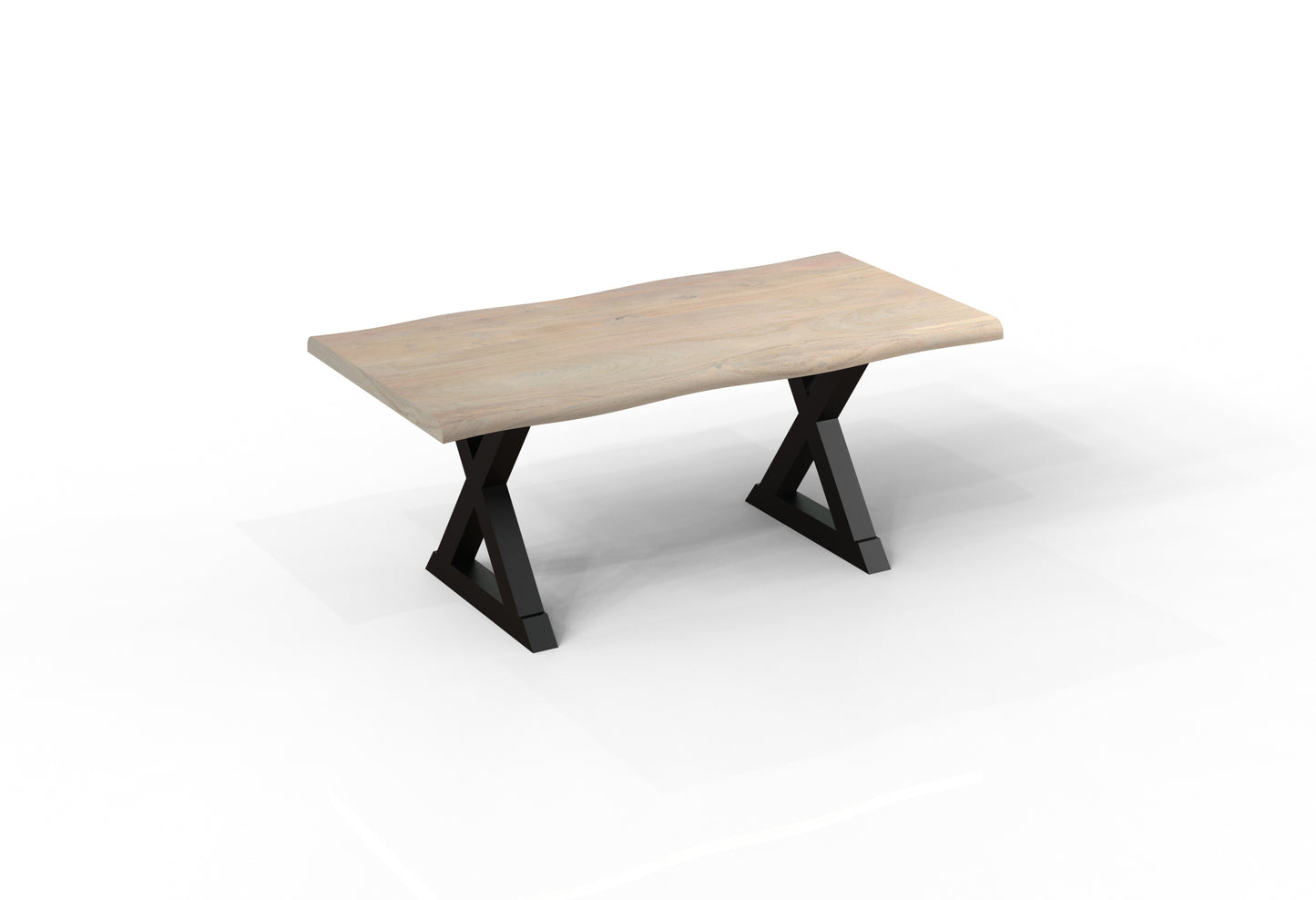 Malcolm Acacia 72' Live Edge Dining Table - New White Wash
