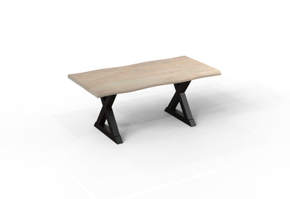 Malcolm Acacia 72' Live Edge Dining Table - New White Wash