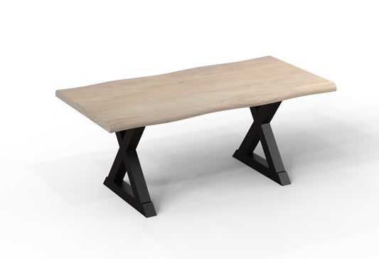 Malcolm Acacia 72″ Live Edge Dining Table — White Wash