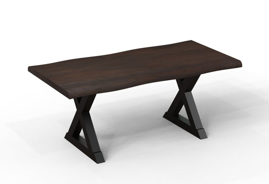 Malcolm Acacia 72″ Live Edge Dining Table — Black