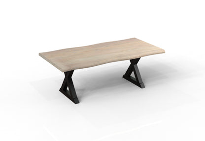 Malcolm Acacia 84" Live Edge Dining Table - New White Wash