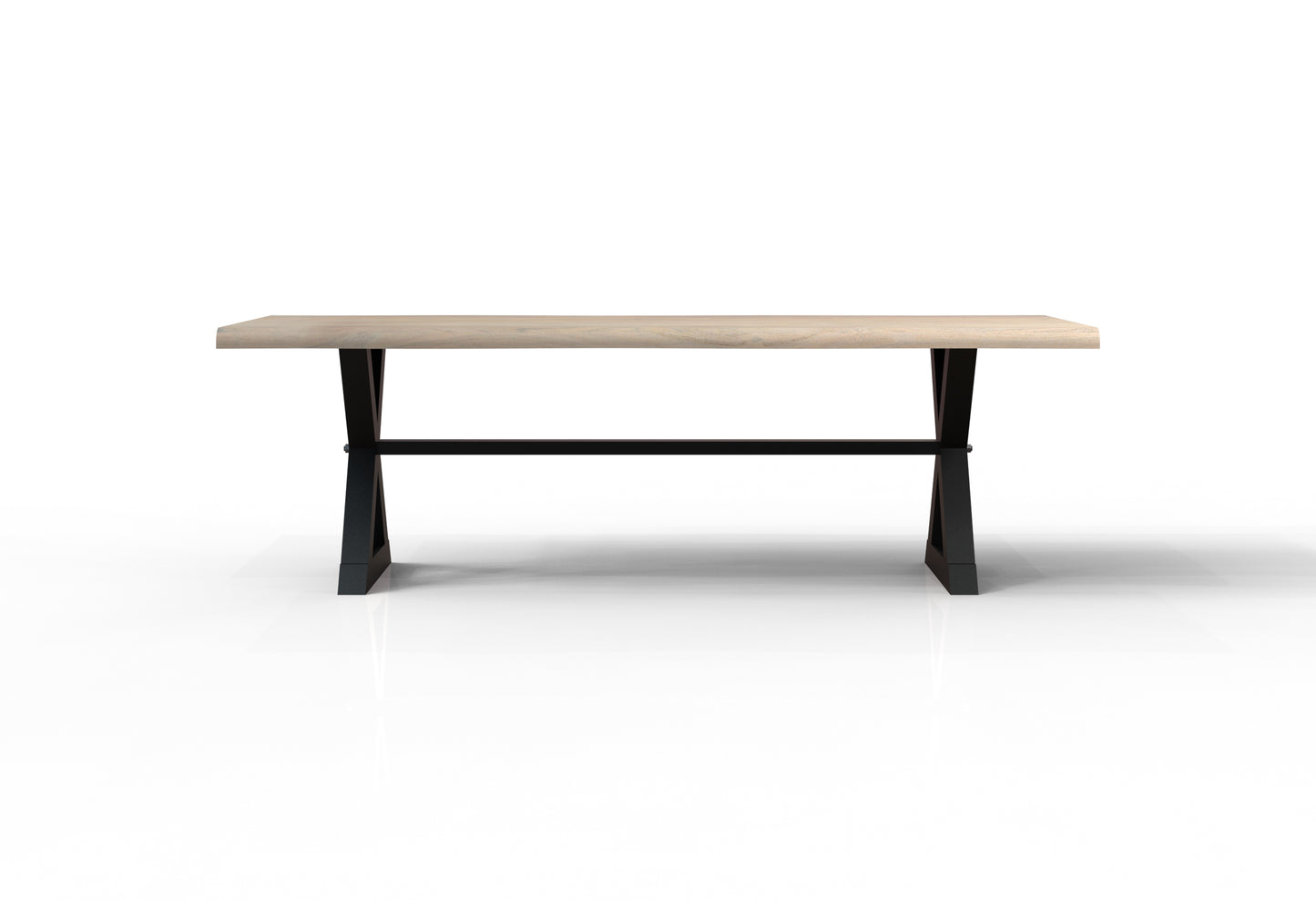 Malcolm Acacia 96" Live Edge Dining Table - New White Wash