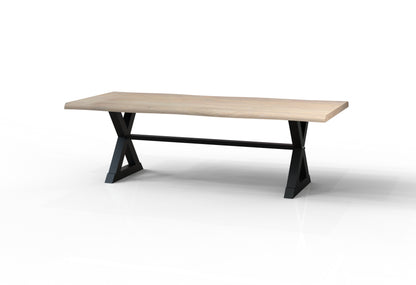 Malcolm Acacia 96" Live Edge Dining Table - New White Wash