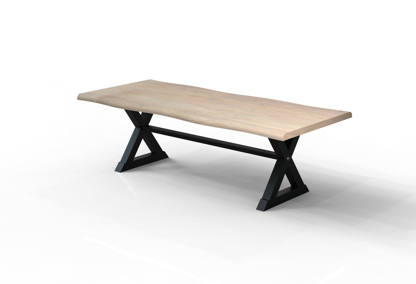 Malcolm Acacia 96" Live Edge Dining Table - New White Wash