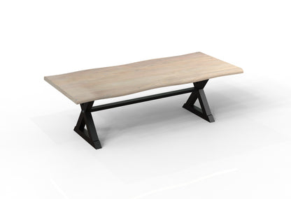 Malcolm Acacia 96" Live Edge Dining Table - New White Wash