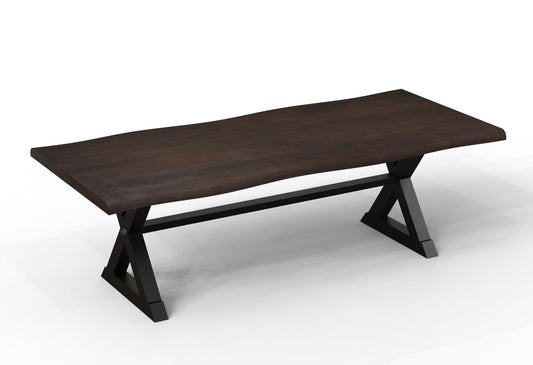 Malcolm Acacia 96″ Live Edge Dining Table — Black