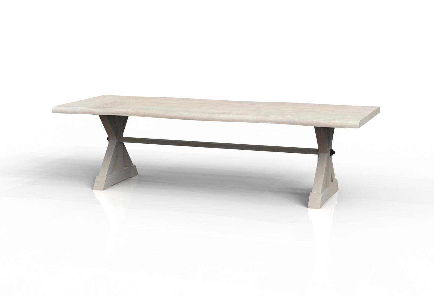 Malcolm Acacia 108' Live Edge Dining Table - New White Wash