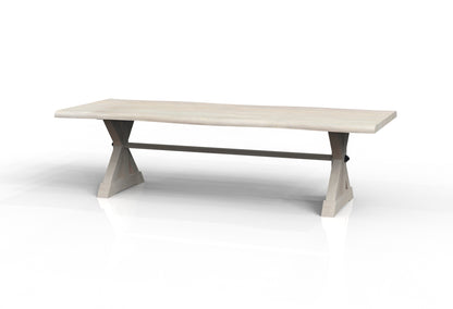 Malcolm Acacia 108' Live Edge Dining Table - New White Wash
