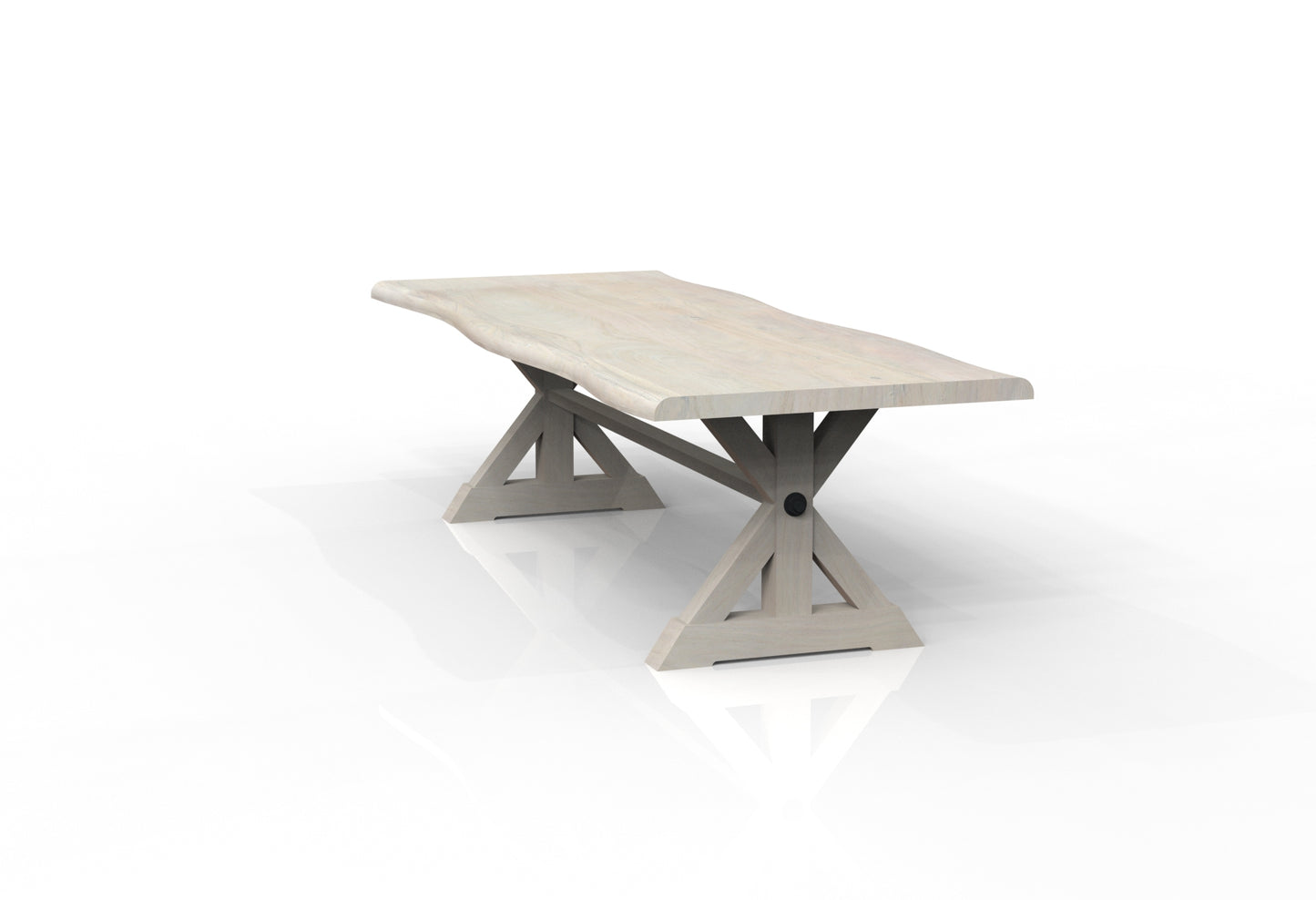 Malcolm Acacia 108' Live Edge Dining Table - New White Wash