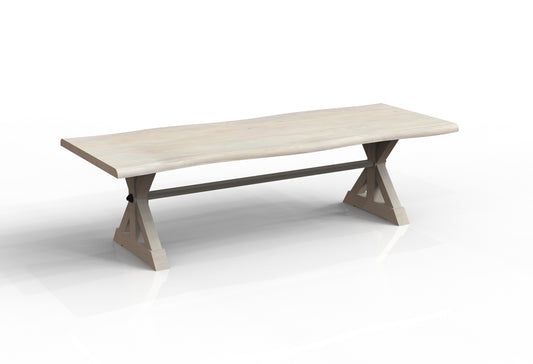 Malcolm Acacia 108″ Live Edge Dining Table — White Wash