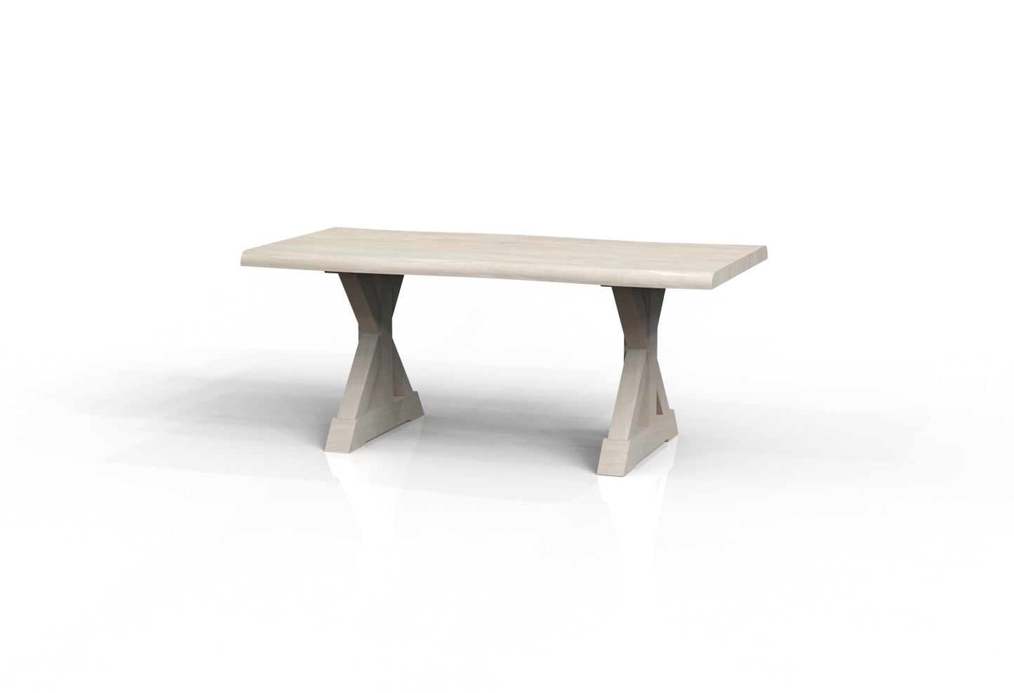 Malcolm Acacia 72' Live Edge Dining Table - New White Wash