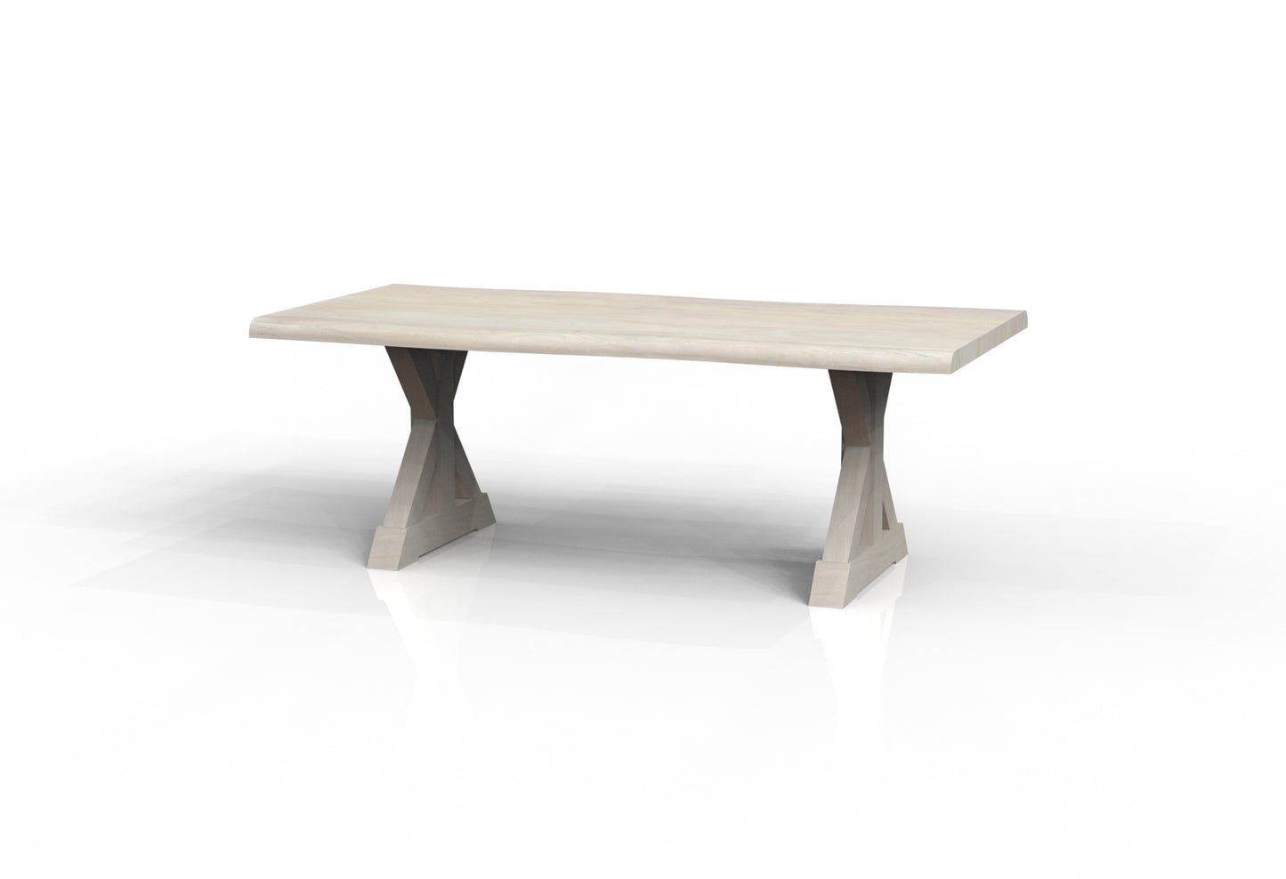 Malcolm Acacia 84" Live Edge Dining Table - New White Wash
