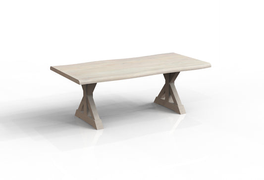 Malcolm Acacia 84″ Live Edge Dining Table — White Wash