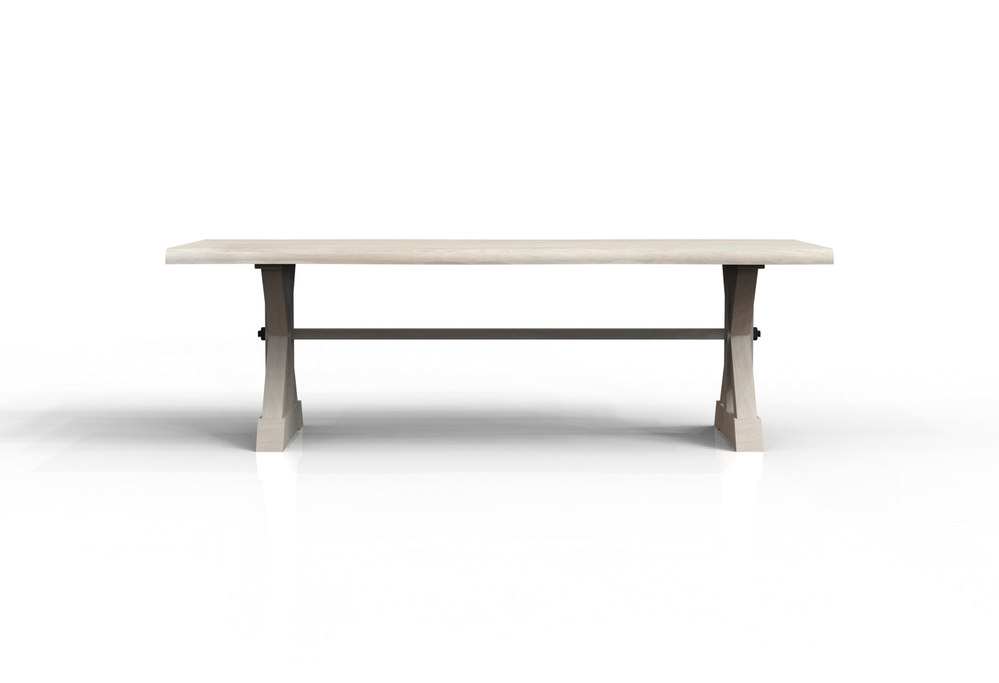 Malcolm Acacia 96" Live Edge Dining Table - New White Wash