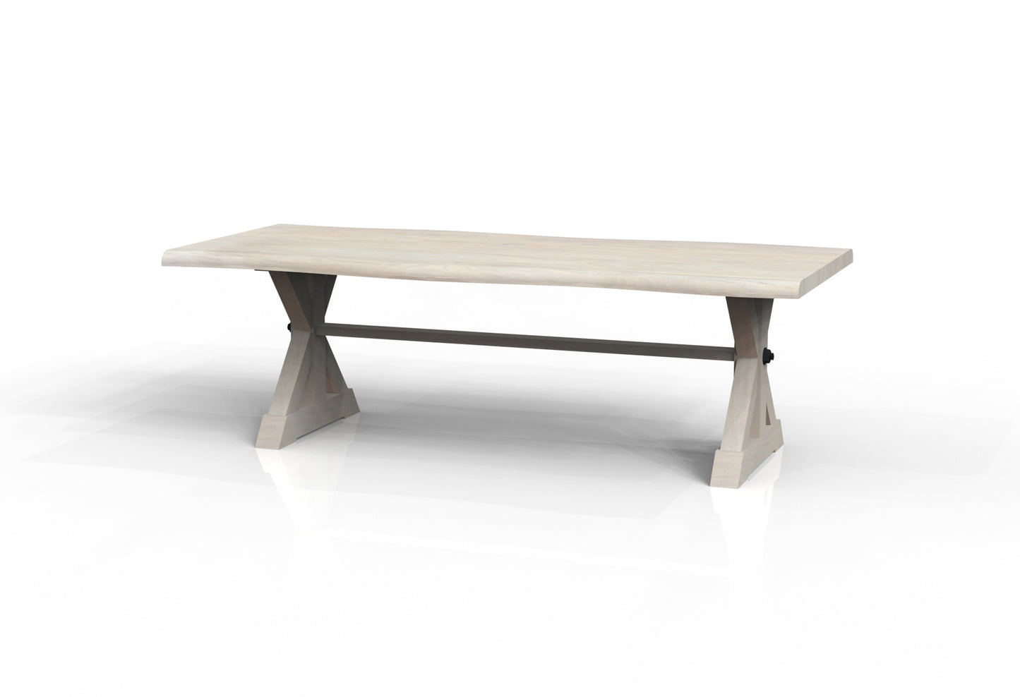 Malcolm Acacia 96" Live Edge Dining Table - New White Wash