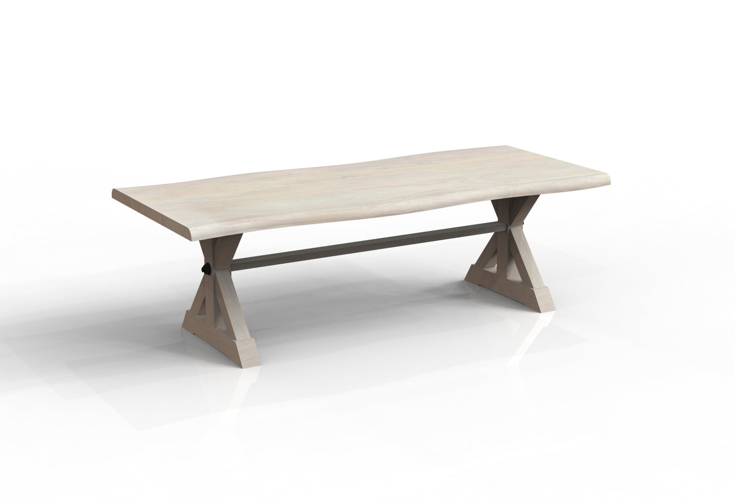 Malcolm Acacia 96" Live Edge Dining Table - New White Wash