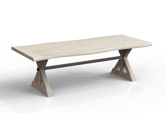 Malcolm Acacia 96″ Live Edge Dining Table — White Wash