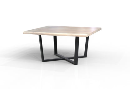 Malcolm 60" Acacia Live Edge Square Dining Table - New White Wash