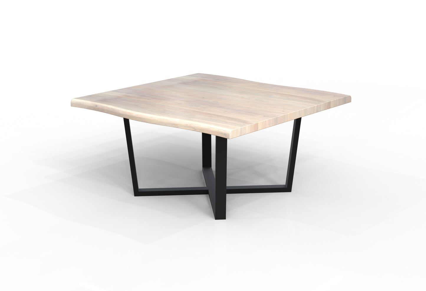 Malcolm 60" Acacia Live Edge Square Dining Table - New White Wash