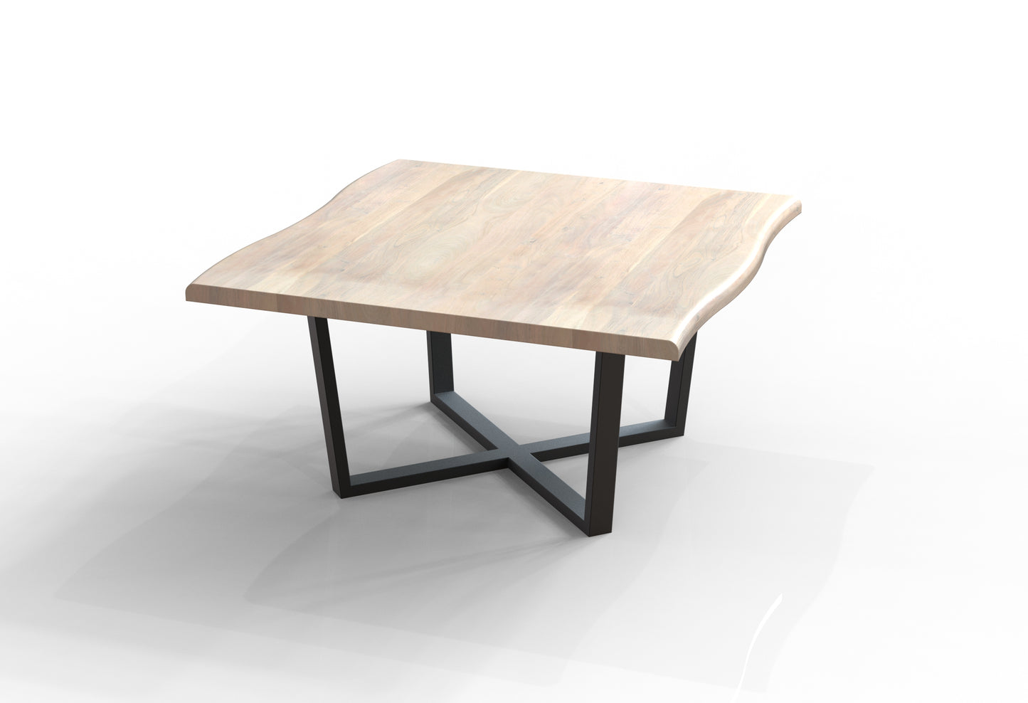 Malcolm 60" Acacia Live Edge Square Dining Table - New White Wash