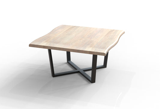 Malcolm Acacia 60″ Live Edge Square Dining Table — White Wash