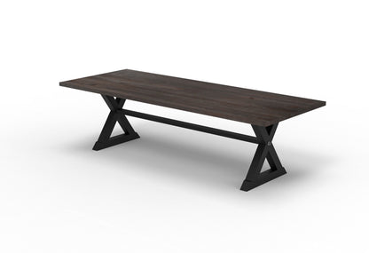 Wallace 108" Oak Dining Table - Sandblasted Black
