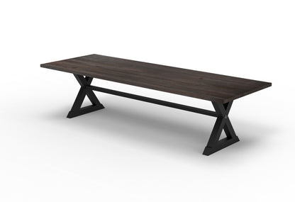 Wallace 120" Oak Dining Table - Sandblasted Black