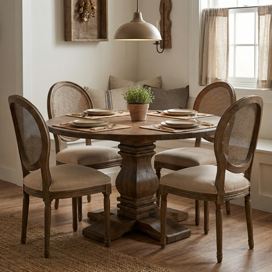Drake 53" Round Dining Table - Distressed Natural
