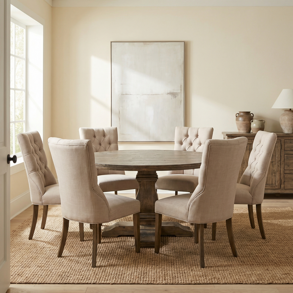 Drake 60" Round Dining Table - Distressed Natural