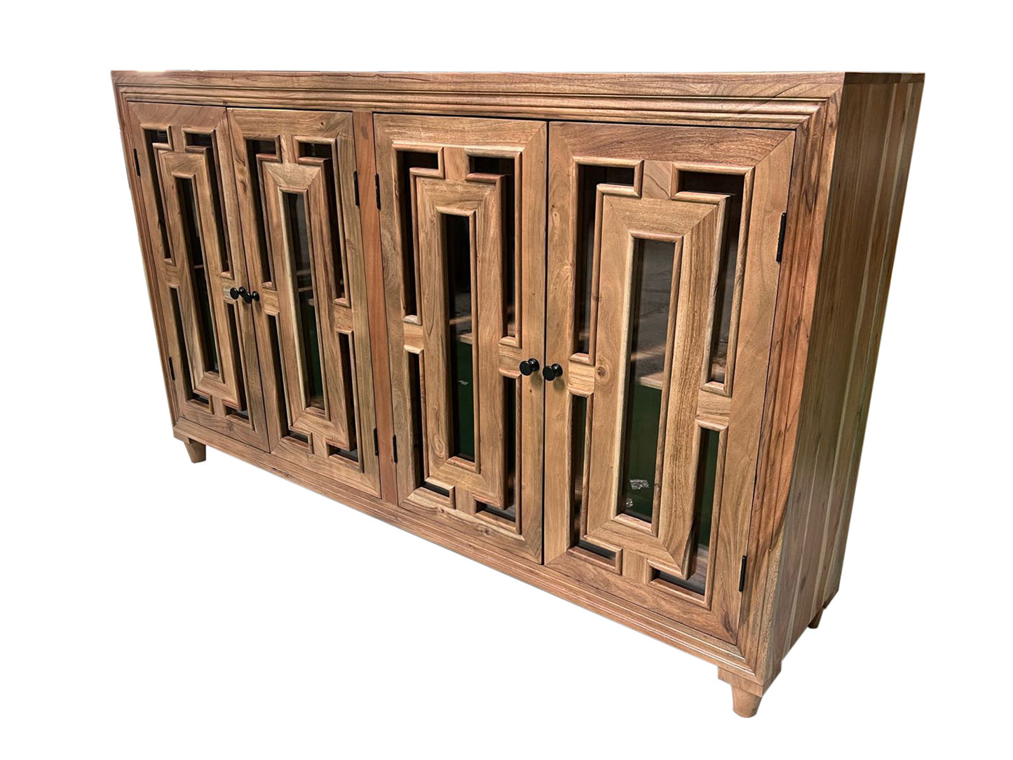 Dominic 71" Acacia 4 Door Glass Front Sideboard - Natural