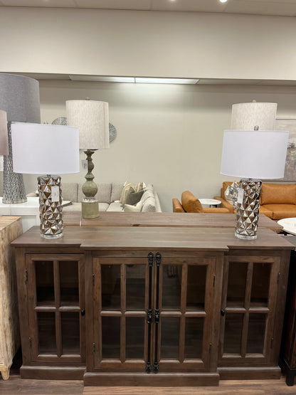 Billings 72" Acacia Breakfront 4 Door Sideboard - Natural + Smoke