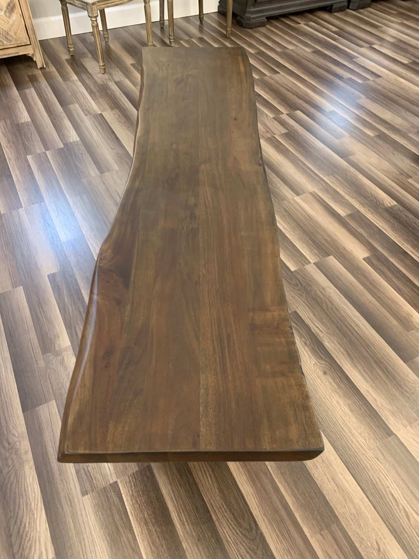 Malcolm 72" Acacia Live Edge Dining Bench - Natural + Black