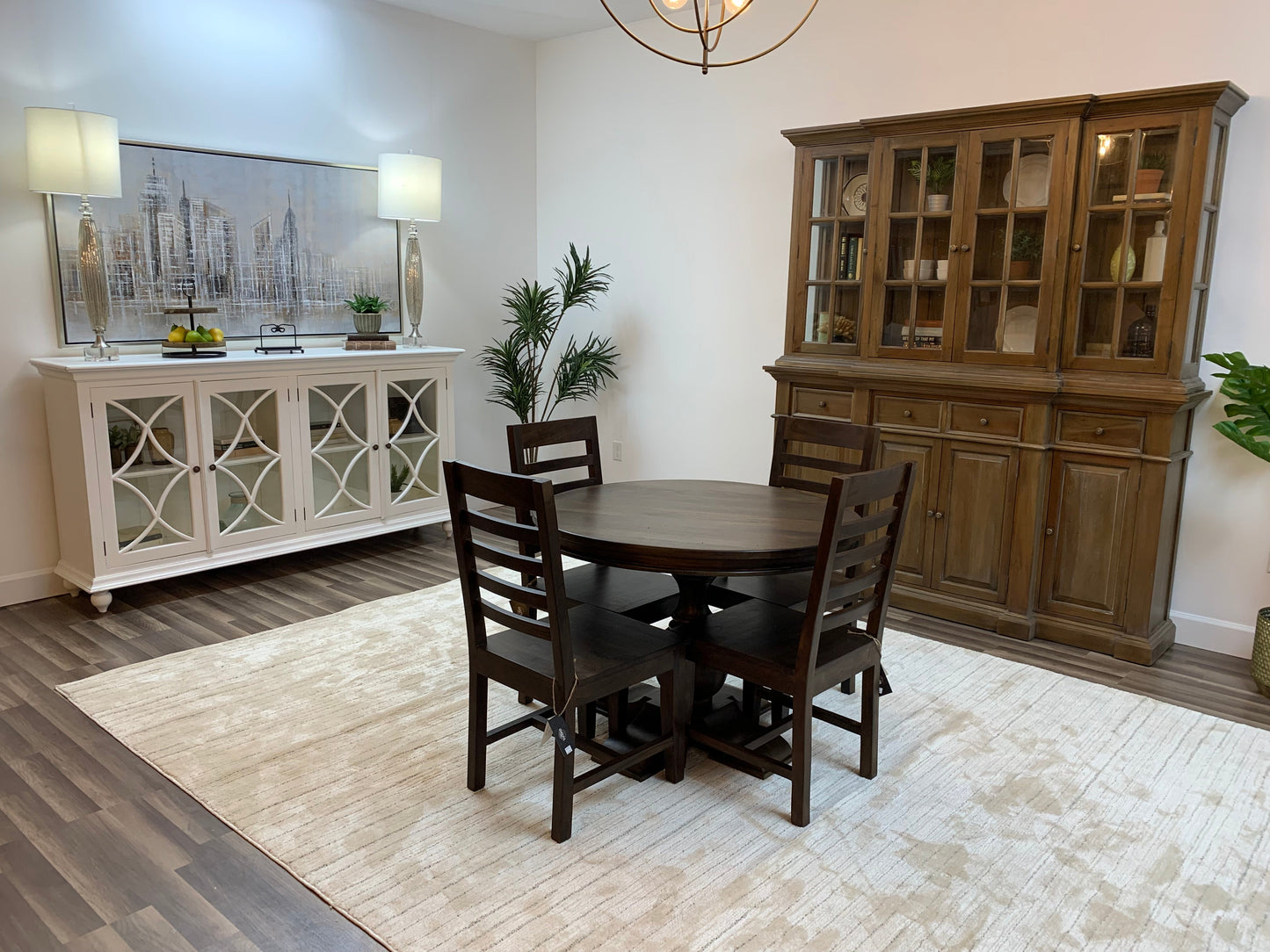 Weston 42" Acacia Round Dining Table - Natural + Black