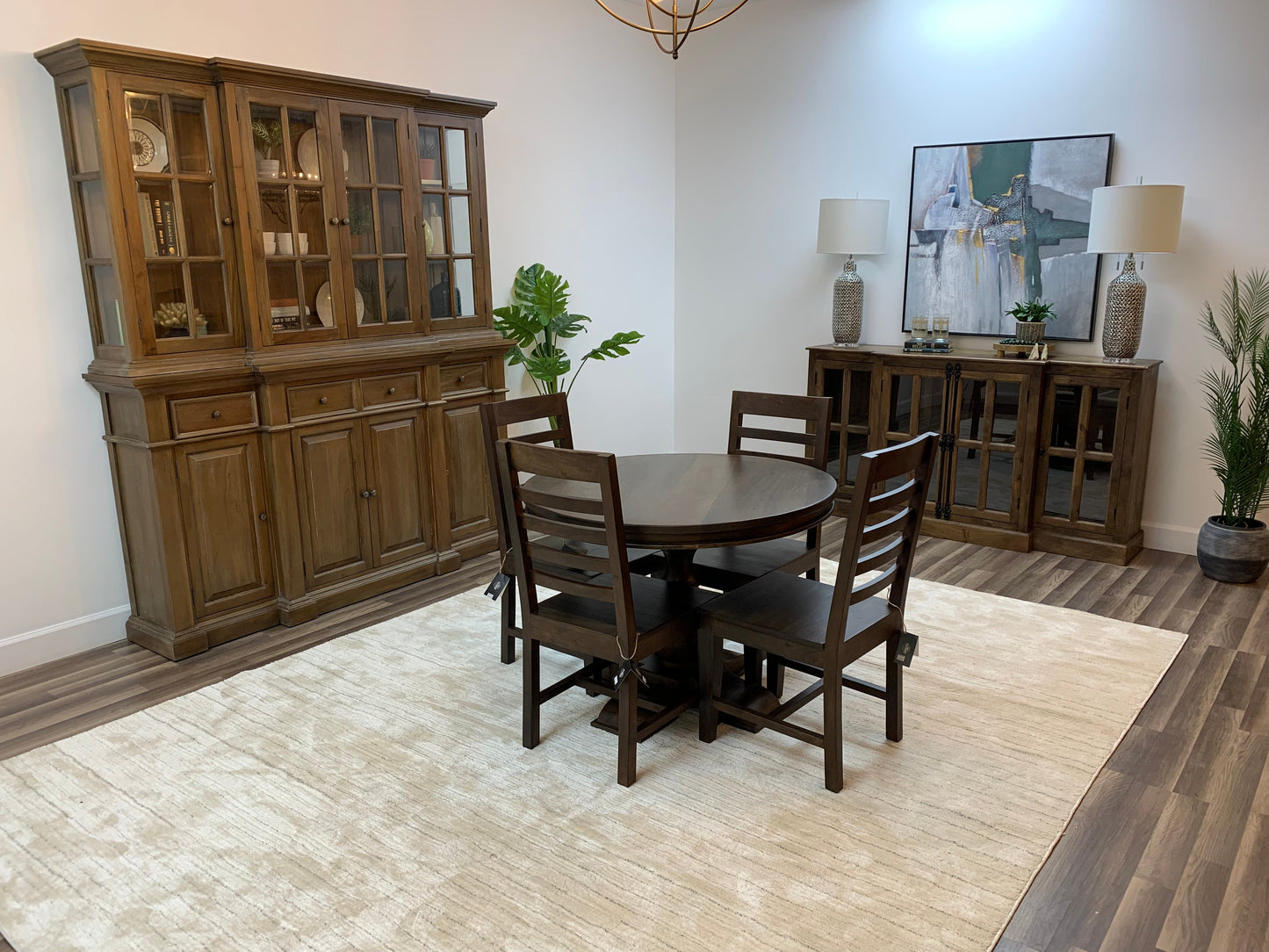 Weston 42" Acacia Round Dining Table - Natural + Black