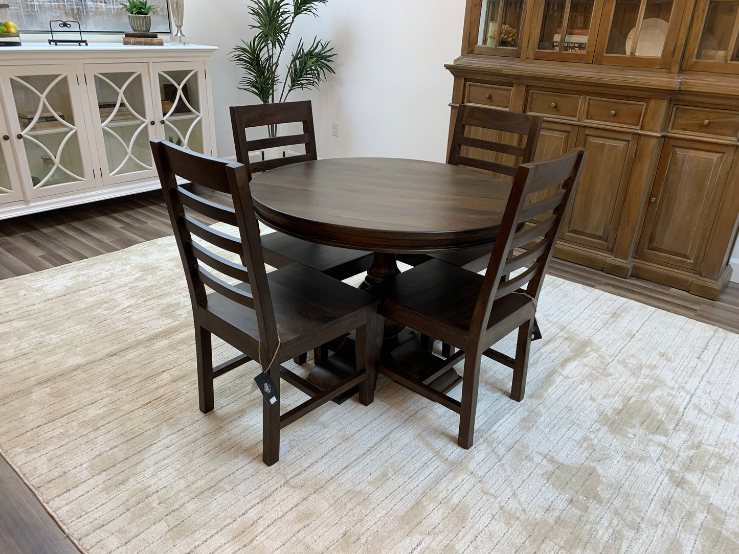 Weston 42" Acacia Round Dining Table - Natural + Black