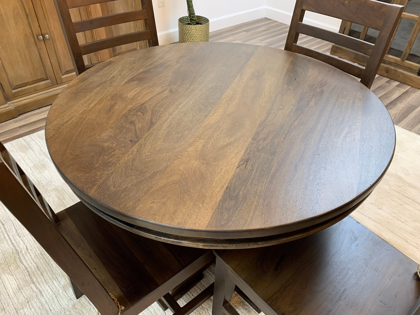Weston 42" Acacia Round Dining Table - Natural + Black