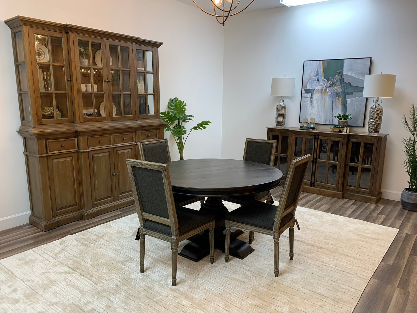 Weston 53" Acacia Round Dining Table - Natural + Black