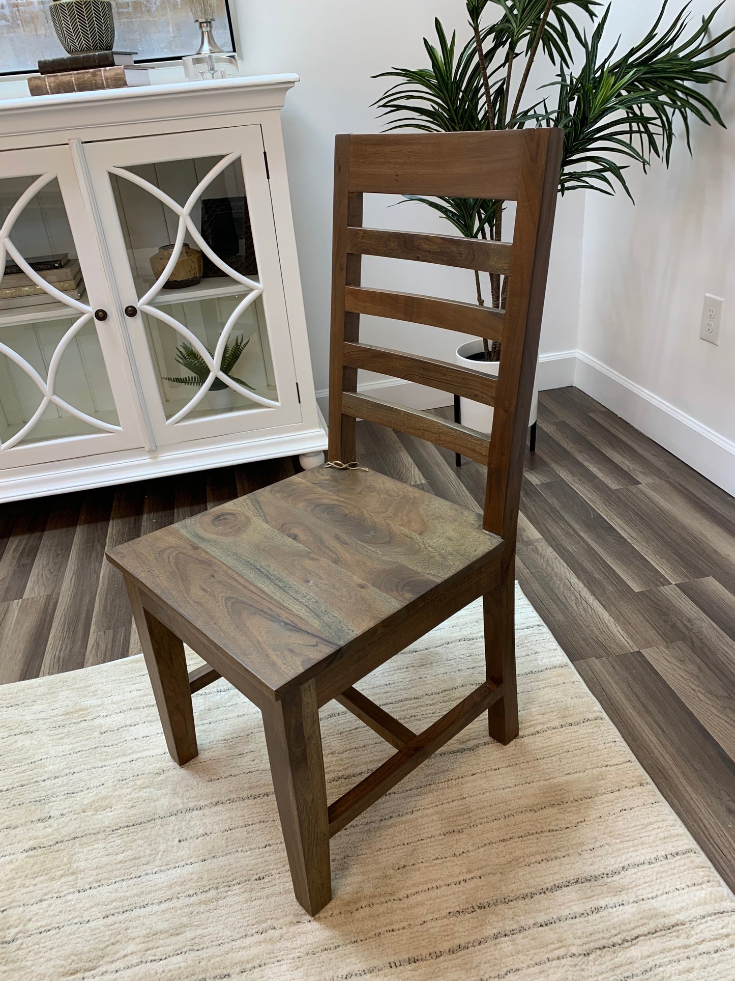 Malcolm Acacia Ladderback Dining Side Chair - Natural + Gray