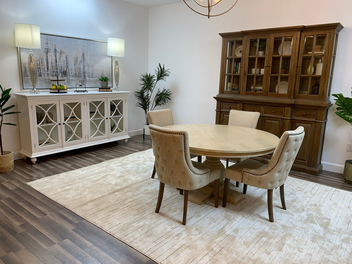 Weston 60" Acacia Round Dining Table - New White Wash