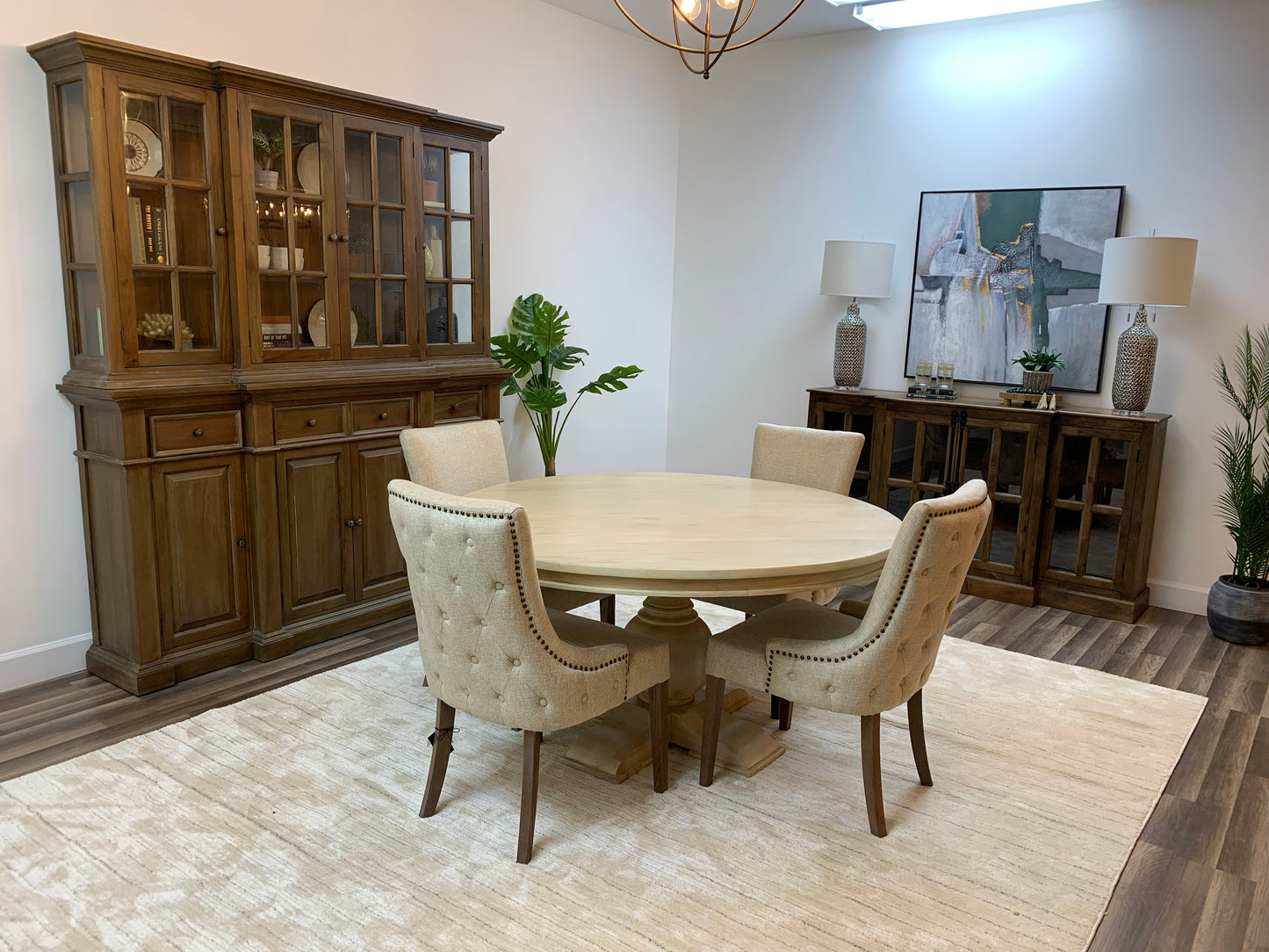 Weston 60" Acacia Round Dining Table - New White Wash